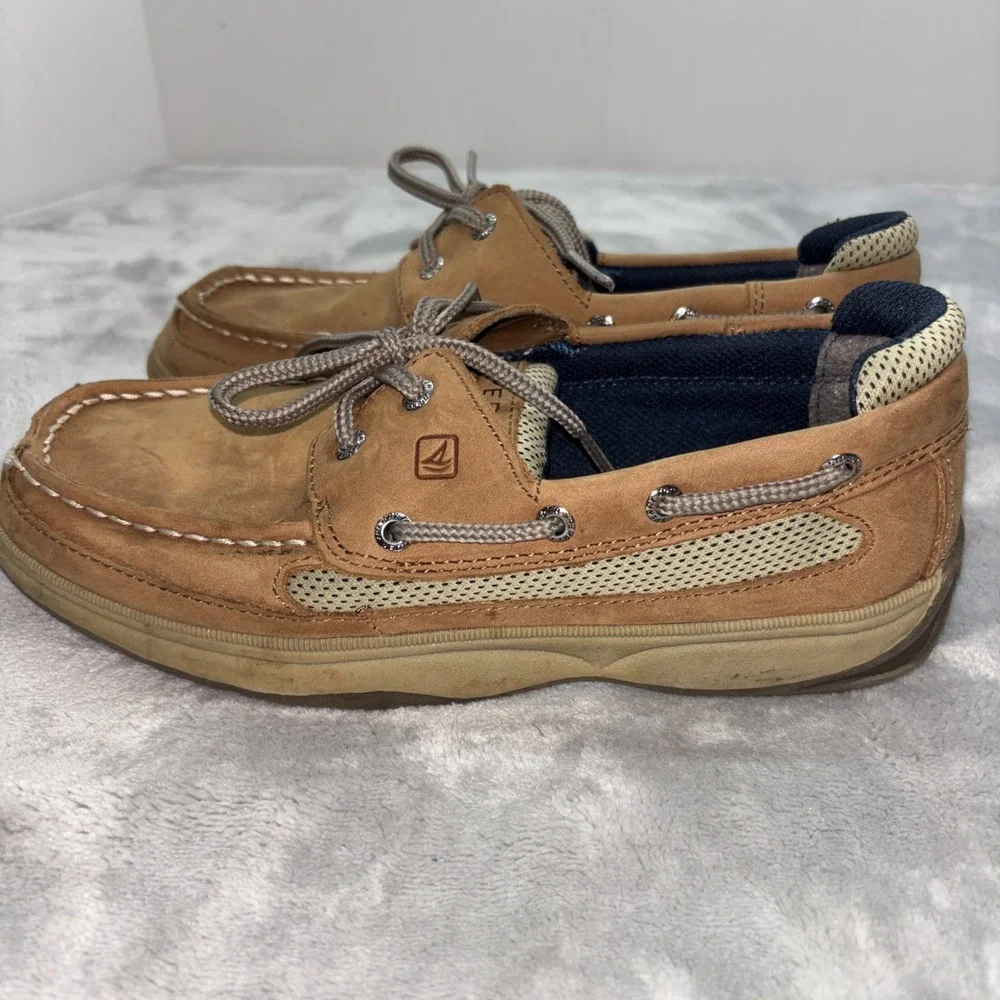 Sperry Top Sider BOYS Boat Shoes Size 5M Light Brown